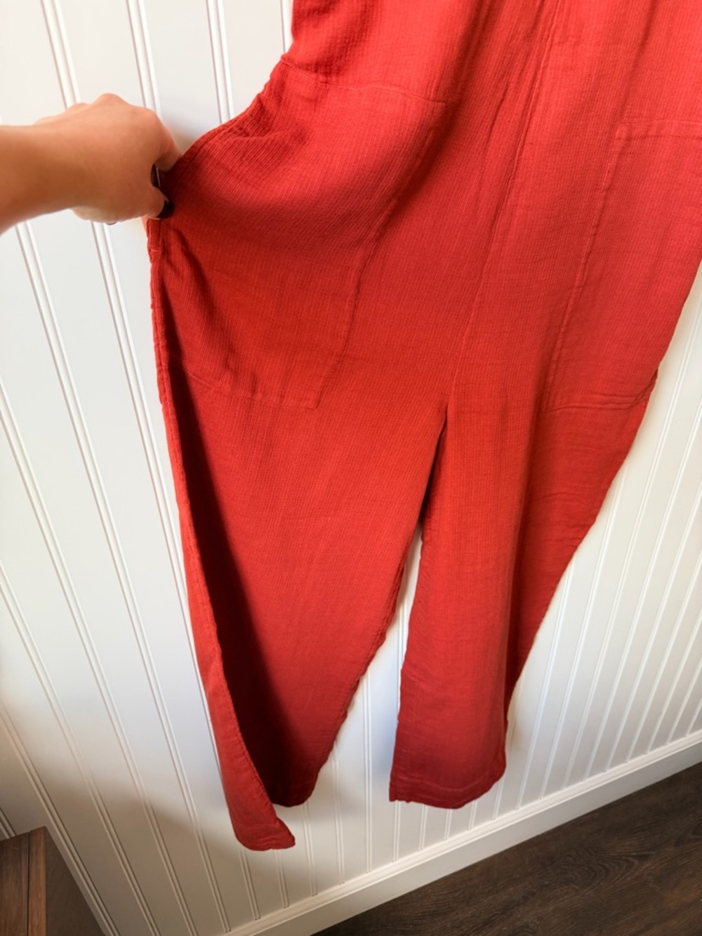 Prana Earthen Red Sleeveless Linen Jumpsuit - Picture 2 of 7